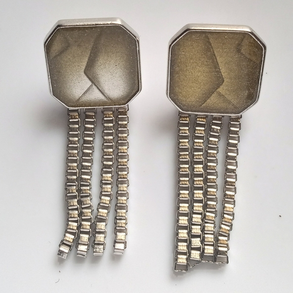 Trifari Matsumoto VTG Art Deco Multi Strand Box Chain Bracelet+ Dangle Earrings - Picture 8 of 12